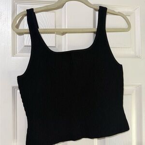 Babaton Black Ribbed Crop Top